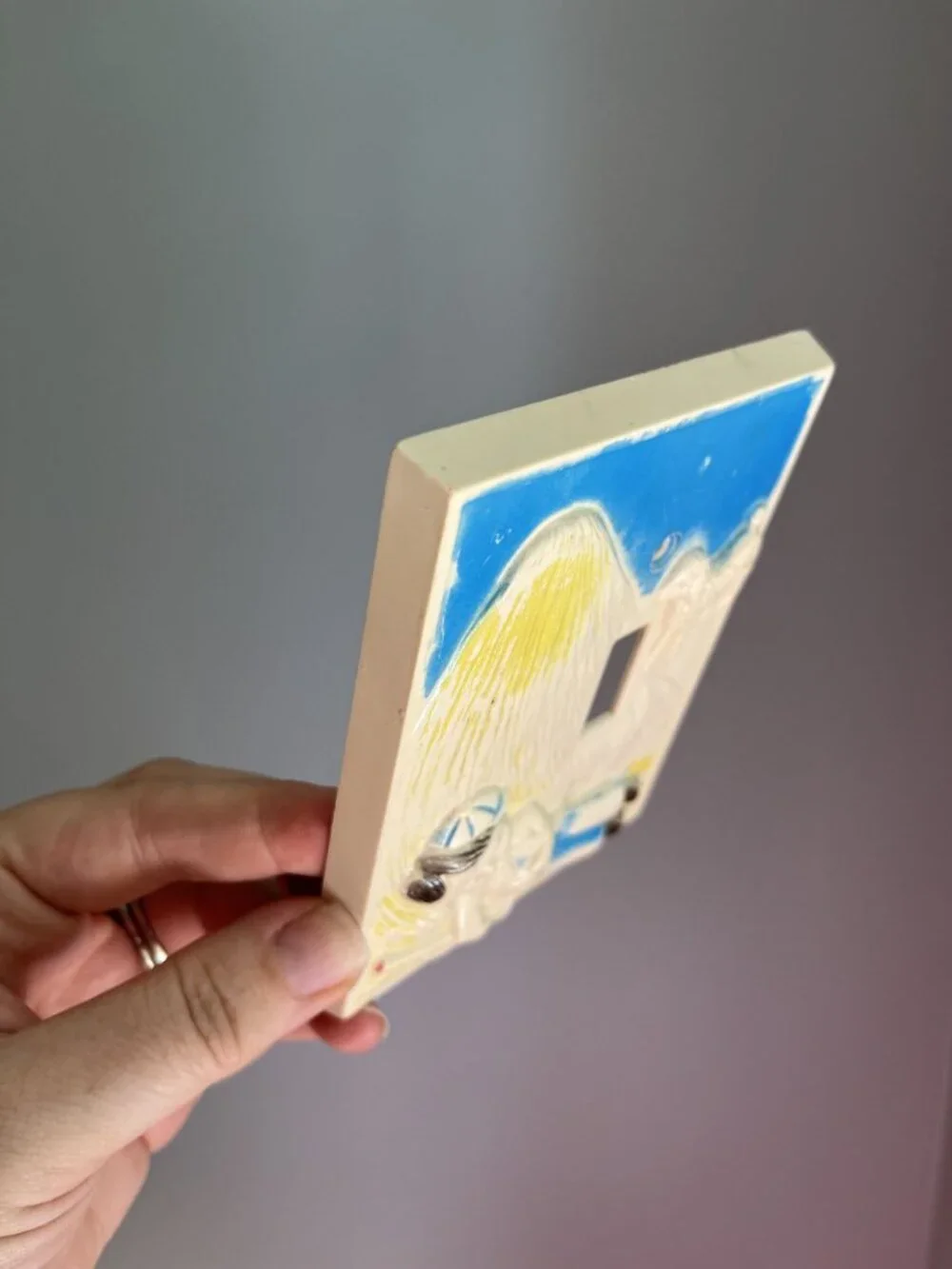 Vintage Hand-Painted Light Switch Cover Little Boy Blue